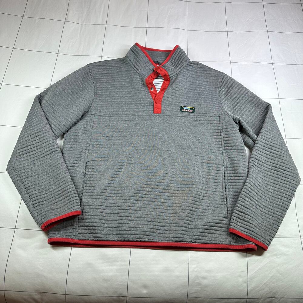 L.L.Bean Sweater Mens Large Gray Airlight Knit Pullover Hiking Camp Travel Trek